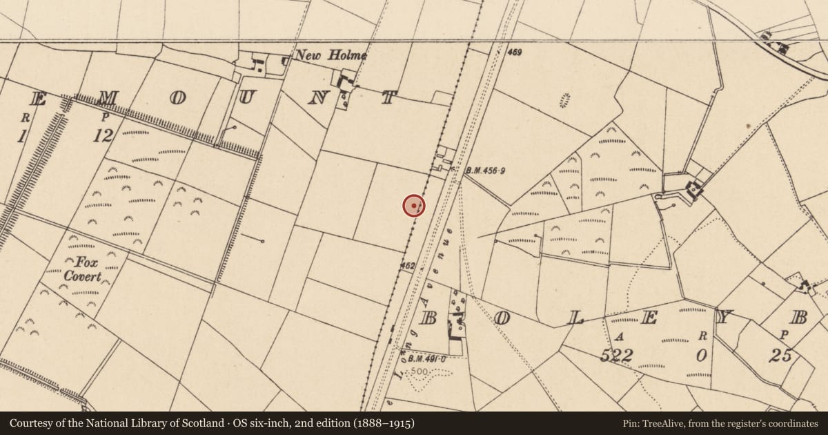 Ordnance Survey six-inch map, 2nd edition (1888–1915) covering the location of Enclosure, Battlemount, County Kildare, with a pin at the register's coordinates