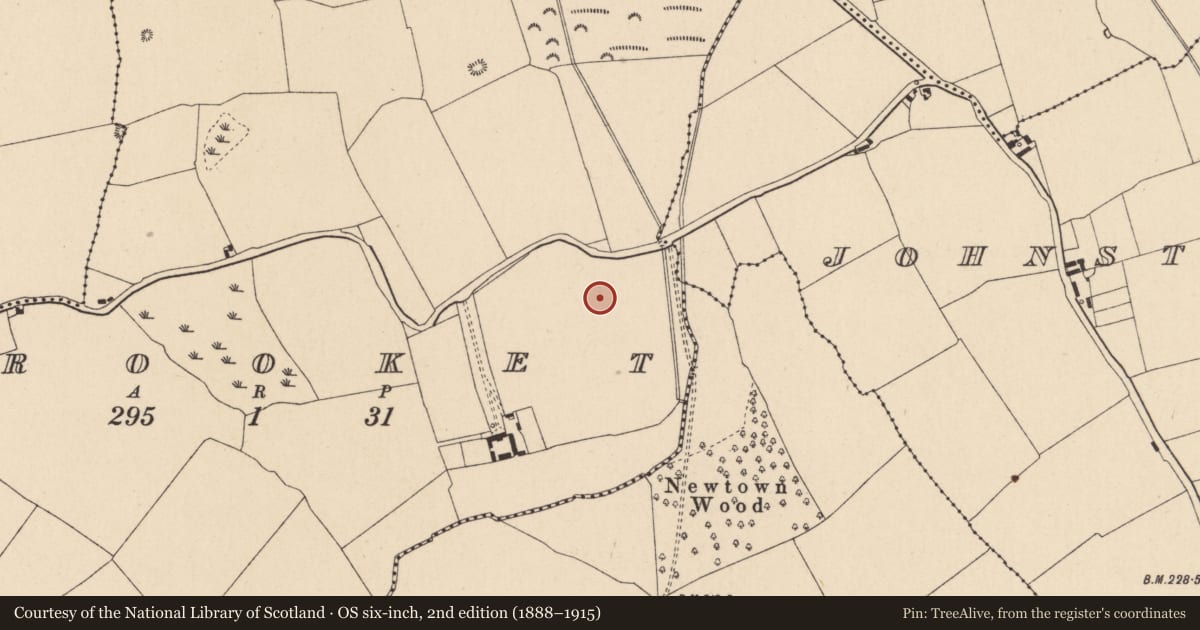 Ordnance Survey six-inch map, 2nd edition (1888–1915) covering the location of Enclosure, Crooket, County Kildare, with a pin at the register's coordinates