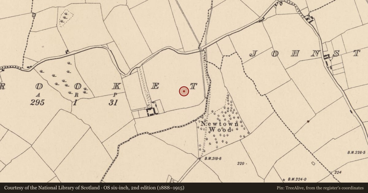 Ordnance Survey six-inch map, 2nd edition (1888–1915) covering the location of Pit, Crooket, County Kildare, with a pin at the register's coordinates