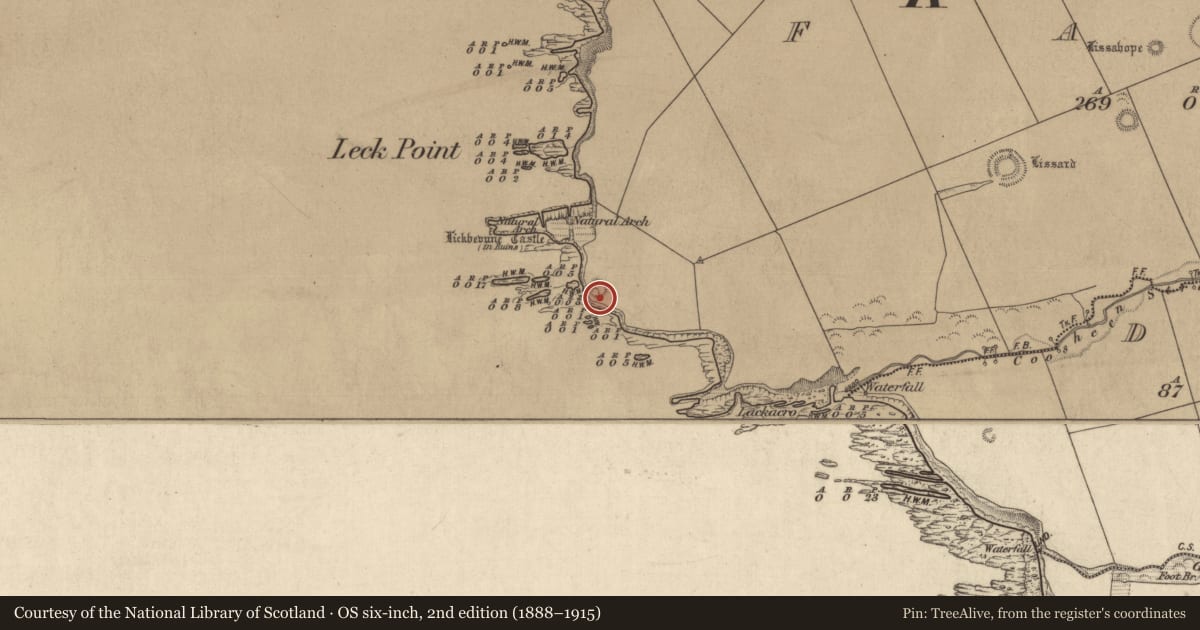 Ordnance Survey six-inch map, 2nd edition (1888–1915) covering the location of Ringfort - rath, Faha, County Kerry, with a pin at the register's coordinates
