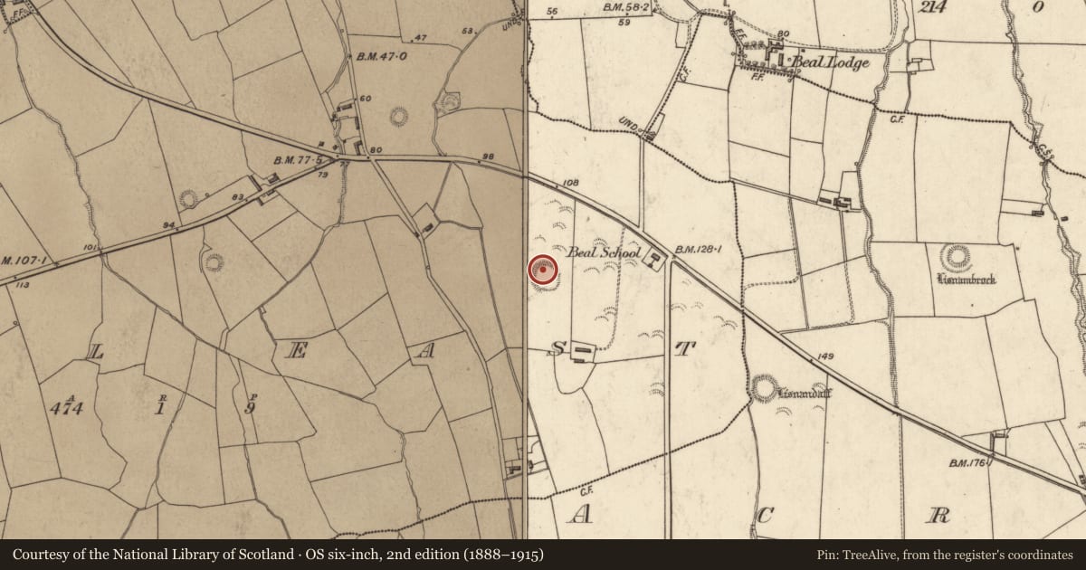 Ordnance Survey six-inch map, 2nd edition (1888–1915) covering the location of Well, Beal East, County Kerry, with a pin at the register's coordinates