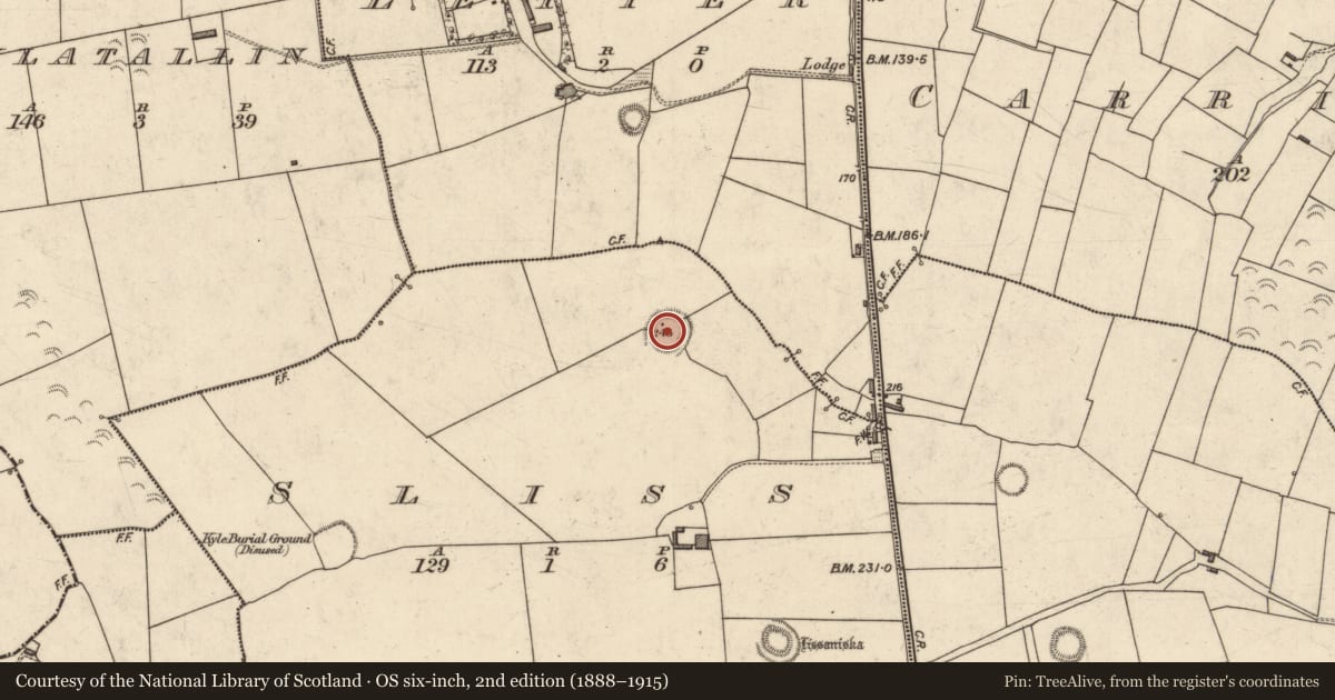 Ordnance Survey six-inch map, 2nd edition (1888–1915) covering the location of Ringfort - rath, Sliss, County Kerry, with a pin at the register's coordinates