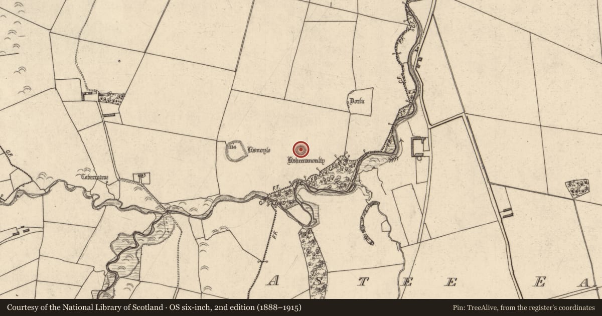 Ordnance Survey six-inch map, 2nd edition (1888–1915) covering the location of Ringfort - rath, Astee West, County Kerry, with a pin at the register's coordinates