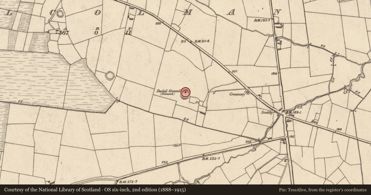 Ordnance Survey six-inch map, 2nd edition (1888–1915) covering the location of Ringfort - rath, Kilcolman, County Kerry, with a pin at the register's coordinates