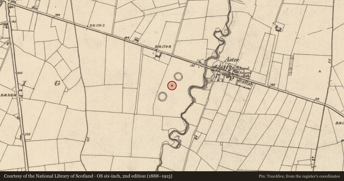 Ordnance Survey six-inch map, 2nd edition (1888–1915) covering the location of Enclosure, Astee West, County Kerry, with a pin at the register's coordinates