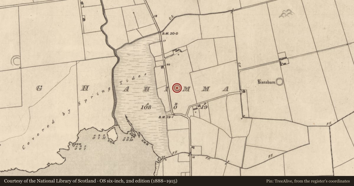 Ordnance Survey six-inch map, 2nd edition (1888–1915) covering the location of Ringfort - rath, Ahimma, County Kerry, with a pin at the register's coordinates