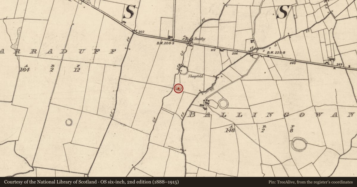 Ordnance Survey six-inch map, 2nd edition (1888–1915) covering the location of Souterrain, Lacka East, County Kerry, with a pin at the register's coordinates