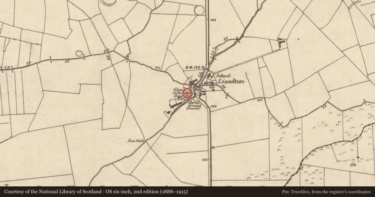 Ordnance Survey six-inch map, 2nd edition (1888–1915) covering the location of Graveyard, Loughanes, County Kerry, with a pin at the register's coordinates