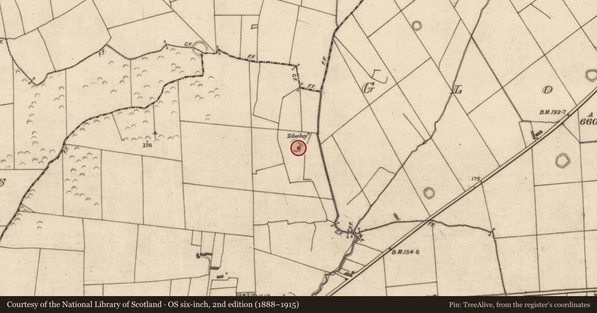 Ordnance Survey six-inch map, 2nd edition (1888–1915) covering the location of Ringfort - rath, Ballydonohoe, County Kerry, with a pin at the register's coordinates