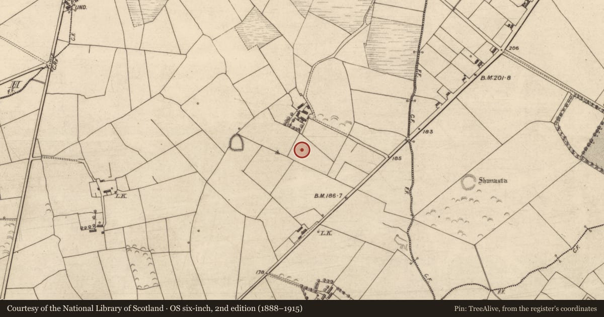 Ordnance Survey six-inch map, 2nd edition (1888–1915) covering the location of Ringfort - rath, Coolkeragh, County Kerry, with a pin at the register's coordinates