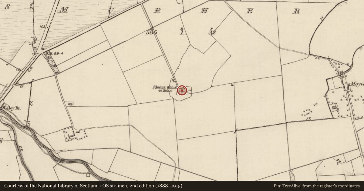 Ordnance Survey six-inch map, 2nd edition (1888–1915) covering the location of Graveyard, Murher, County Kerry, with a pin at the register's coordinates