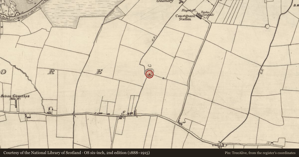 Ordnance Survey six-inch map, 2nd edition (1888–1915) covering the location of Souterrain, Cloghane, County Kerry, with a pin at the register's coordinates