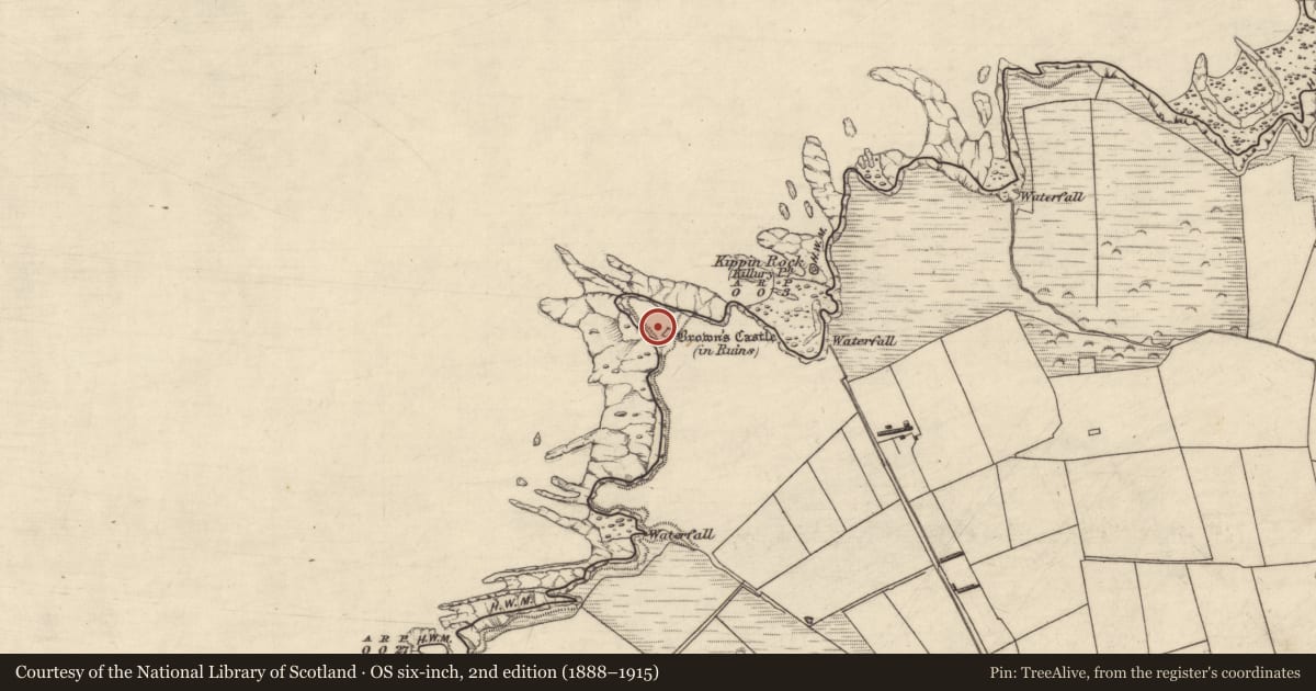 Ordnance Survey six-inch map, 2nd edition (1888–1915) covering the location of House - indeterminate date, Clashmelcon, County Kerry, with a pin at the register's coordinates