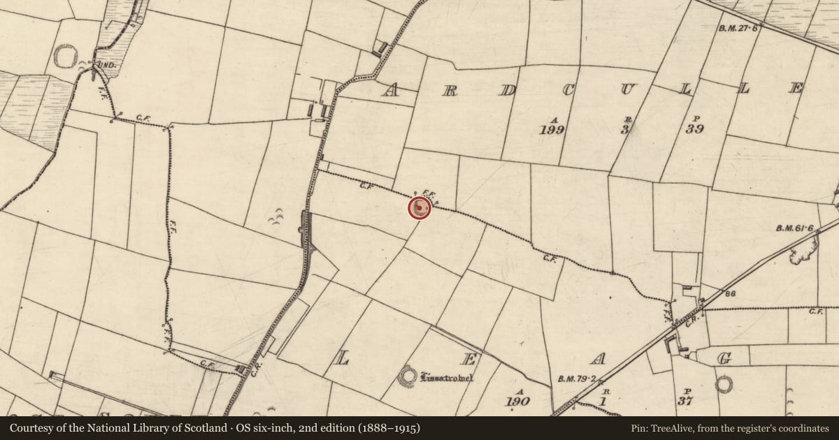 Ordnance Survey six-inch map, 2nd edition (1888–1915) covering the location of Souterrain, Leagh, County Kerry, with a pin at the register's coordinates