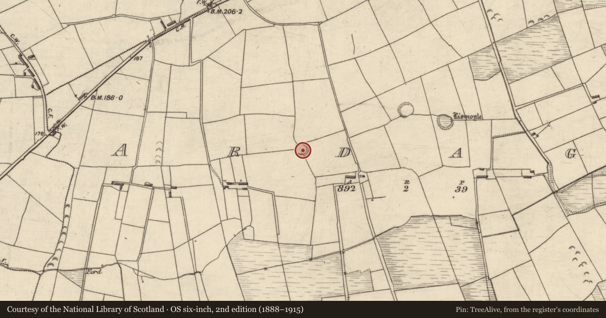 Ordnance Survey six-inch map, 2nd edition (1888–1915) covering the location of Souterrain, Ardagh, County Kerry, with a pin at the register's coordinates