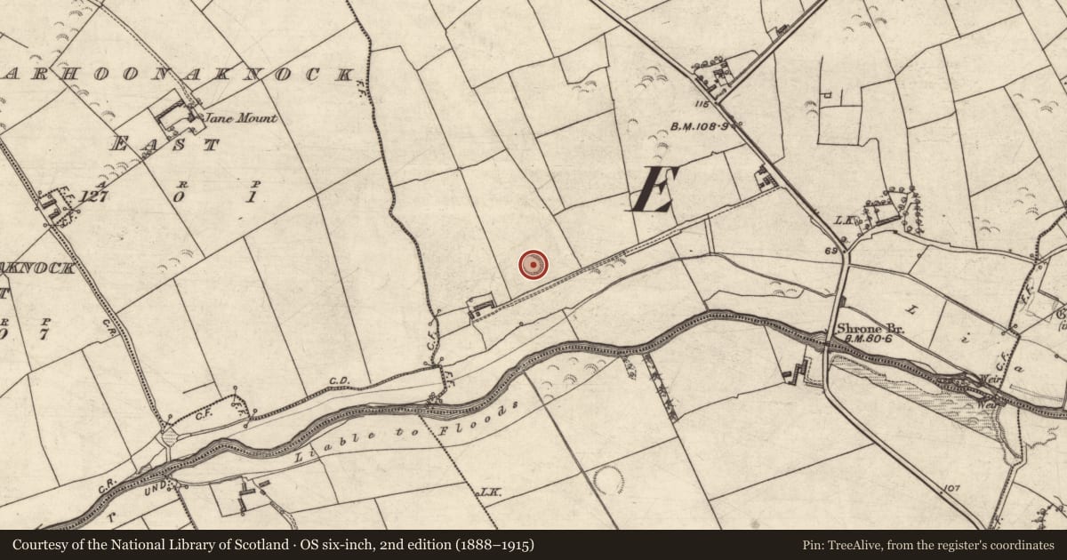 Ordnance Survey six-inch map, 2nd edition (1888–1915) covering the location of Ringfort - rath, Coolkeragh, County Kerry, with a pin at the register's coordinates