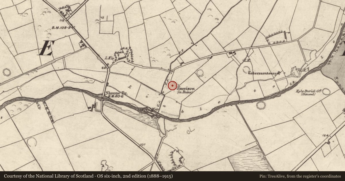 Ordnance Survey six-inch map, 2nd edition (1888–1915) covering the location of Fortification, Drombeg, County Kerry, with a pin at the register's coordinates