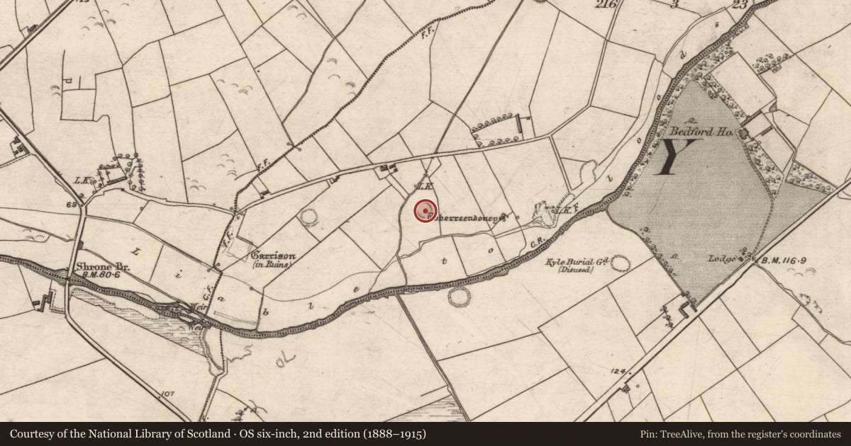 Ordnance Survey six-inch map, 2nd edition (1888–1915) covering the location of Ringfort - rath, Drombeg, County Kerry, with a pin at the register's coordinates