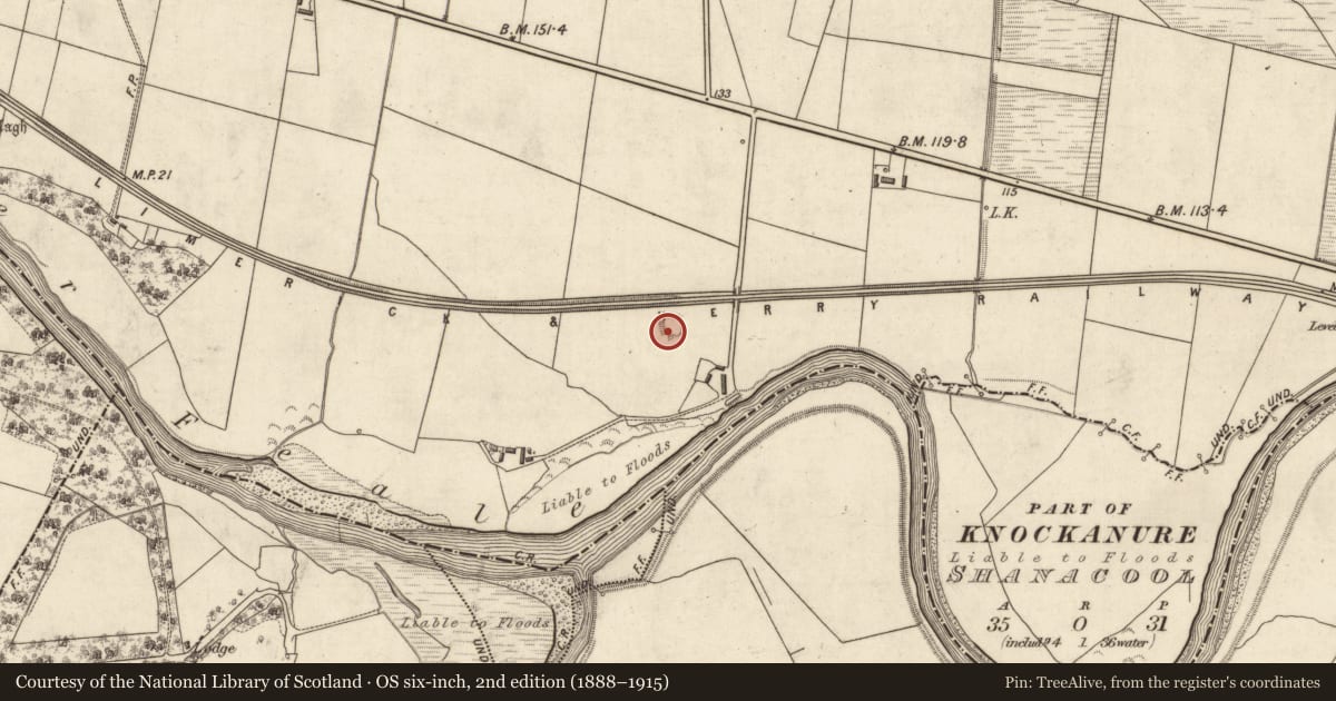 Ordnance Survey six-inch map, 2nd edition (1888–1915) covering the location of Ringfort - rath, Bunagarha, County Kerry, with a pin at the register's coordinates