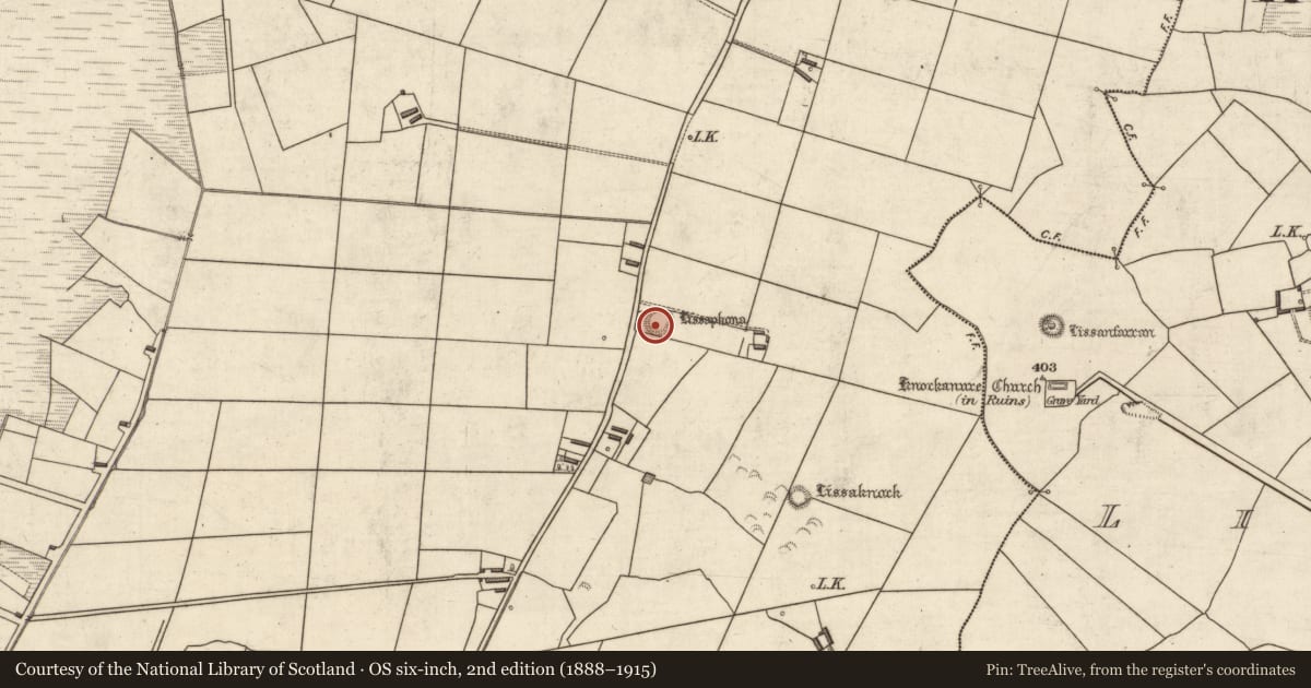 Ordnance Survey six-inch map, 2nd edition (1888–1915) covering the location of Ringfort - rath, Carhooearagh, County Kerry, with a pin at the register's coordinates