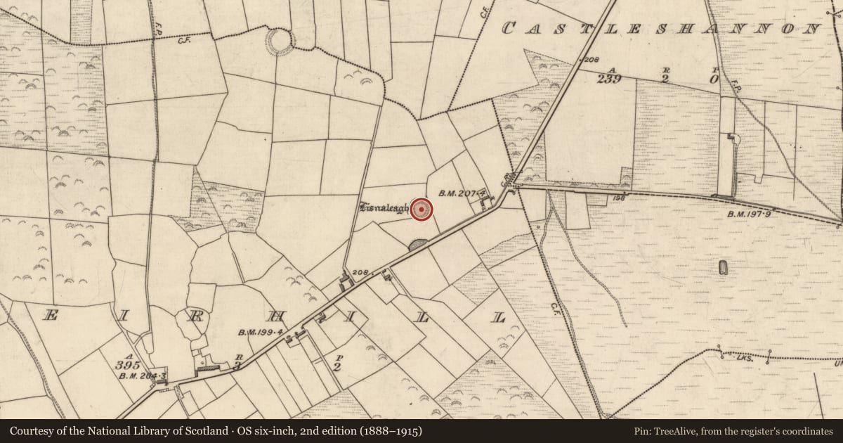 Ordnance Survey six-inch map, 2nd edition (1888–1915) covering the location of Ringfort - rath, Heirhill, County Kerry, with a pin at the register's coordinates