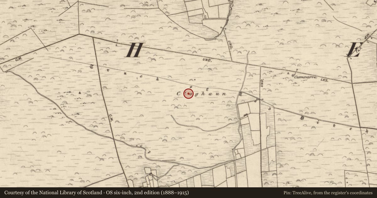 Ordnance Survey six-inch map, 2nd edition (1888–1915) covering the location of Cairn - unclassified, Doonamontane, County Kerry, with a pin at the register's coordinates