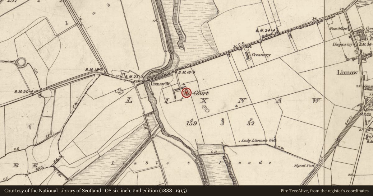 Ordnance Survey six-inch map, 2nd edition (1888–1915) covering the location of House - indeterminate date, Lixnaw, County Kerry, with a pin at the register's coordinates