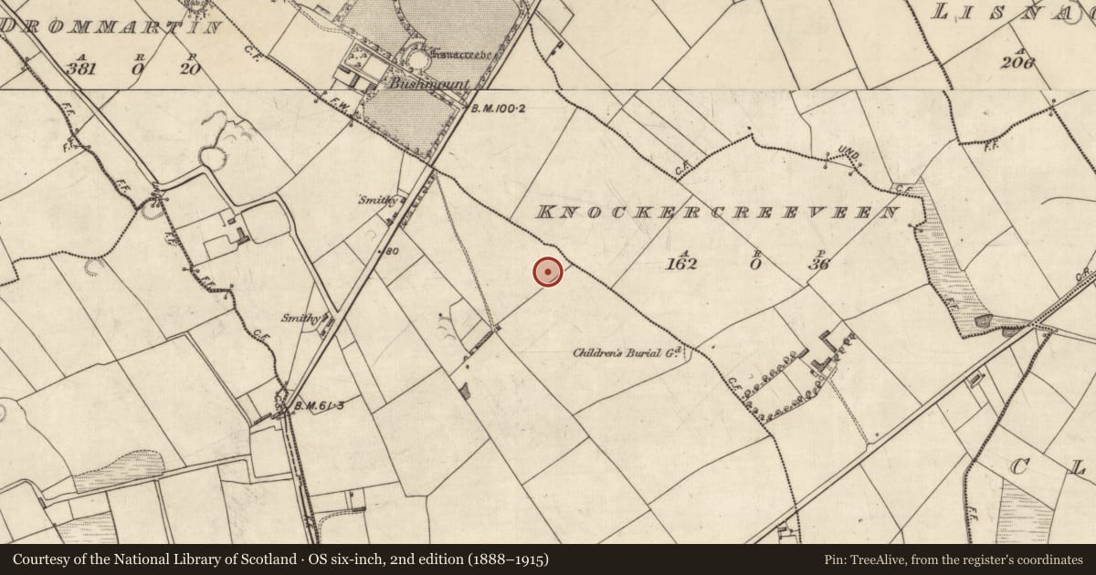 Ordnance Survey six-inch map, 2nd edition (1888–1915) covering the location of Earthwork, Drommartin, County Kerry, with a pin at the register's coordinates