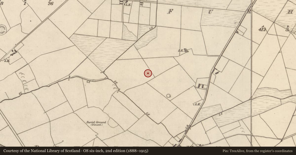 Ordnance Survey six-inch map, 2nd edition (1888–1915) covering the location of Fulacht fia, Furhane, County Kerry, with a pin at the register's coordinates