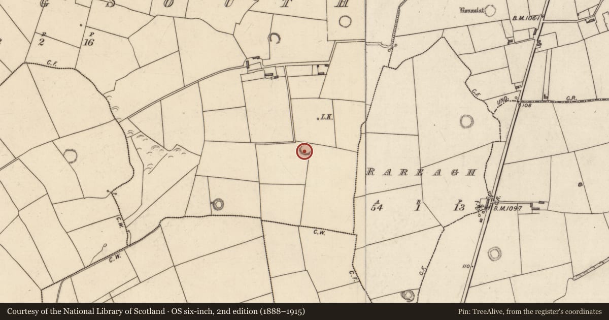 Ordnance Survey six-inch map, 2nd edition (1888–1915) covering the location of Souterrain, Lerrig South, County Kerry, with a pin at the register's coordinates