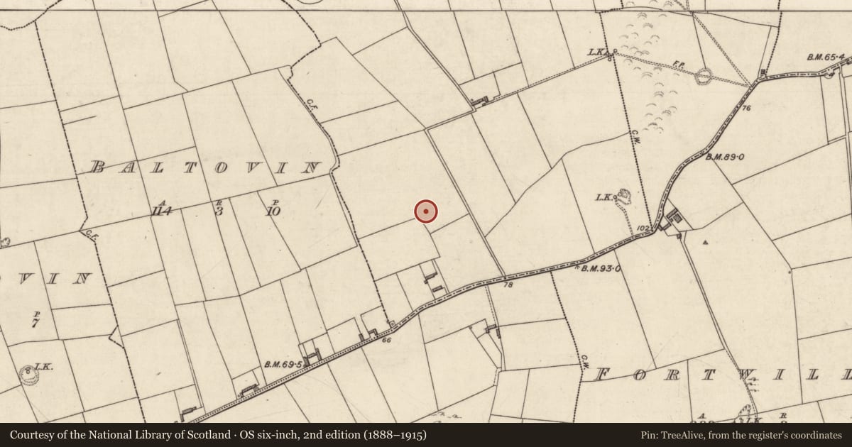 Ordnance Survey six-inch map, 2nd edition (1888–1915) covering the location of Enclosure, Parknageragh, County Kerry, with a pin at the register's coordinates