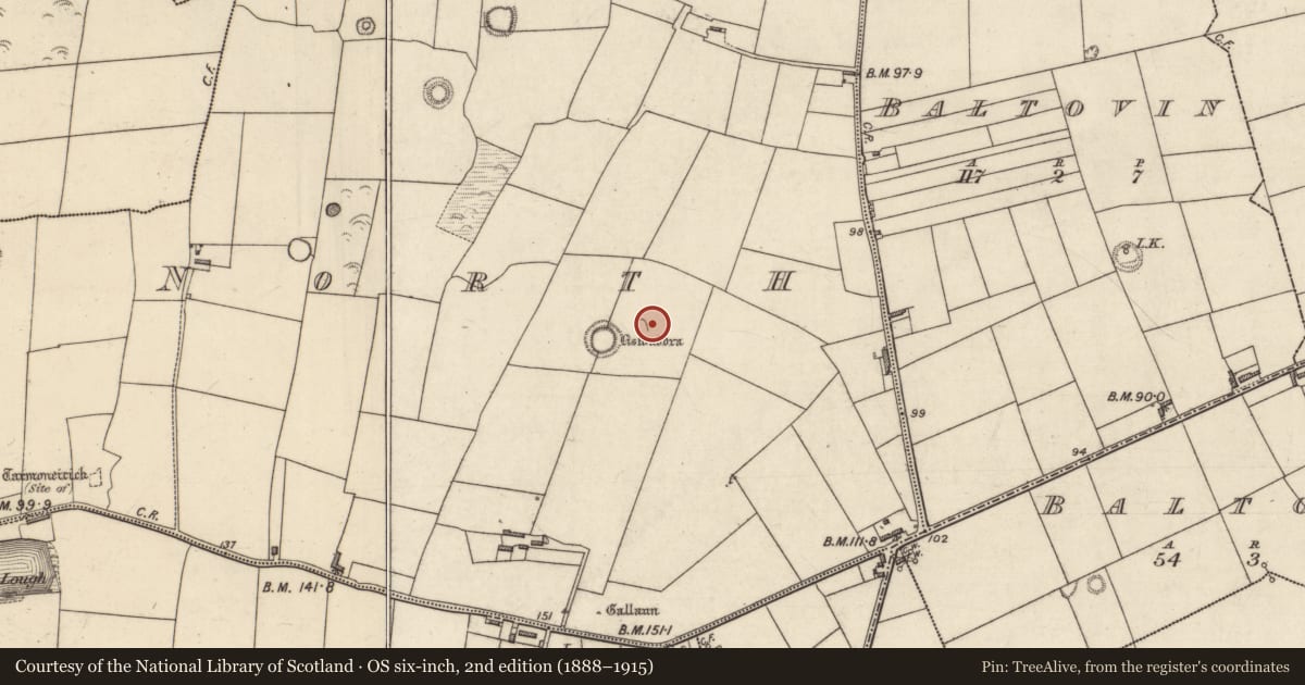 Ordnance Survey six-inch map, 2nd edition (1888–1915) covering the location of Enclosure, Lerrig North, County Kerry, with a pin at the register's coordinates