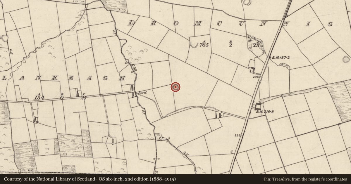 Ordnance Survey six-inch map, 2nd edition (1888–1915) covering the location of Ringfort - rath, Dromcunnig, County Kerry, with a pin at the register's coordinates