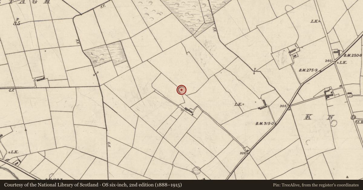 Ordnance Survey six-inch map, 2nd edition (1888–1915) covering the location of Ringfort - rath, Lacka More, County Kerry, with a pin at the register's coordinates