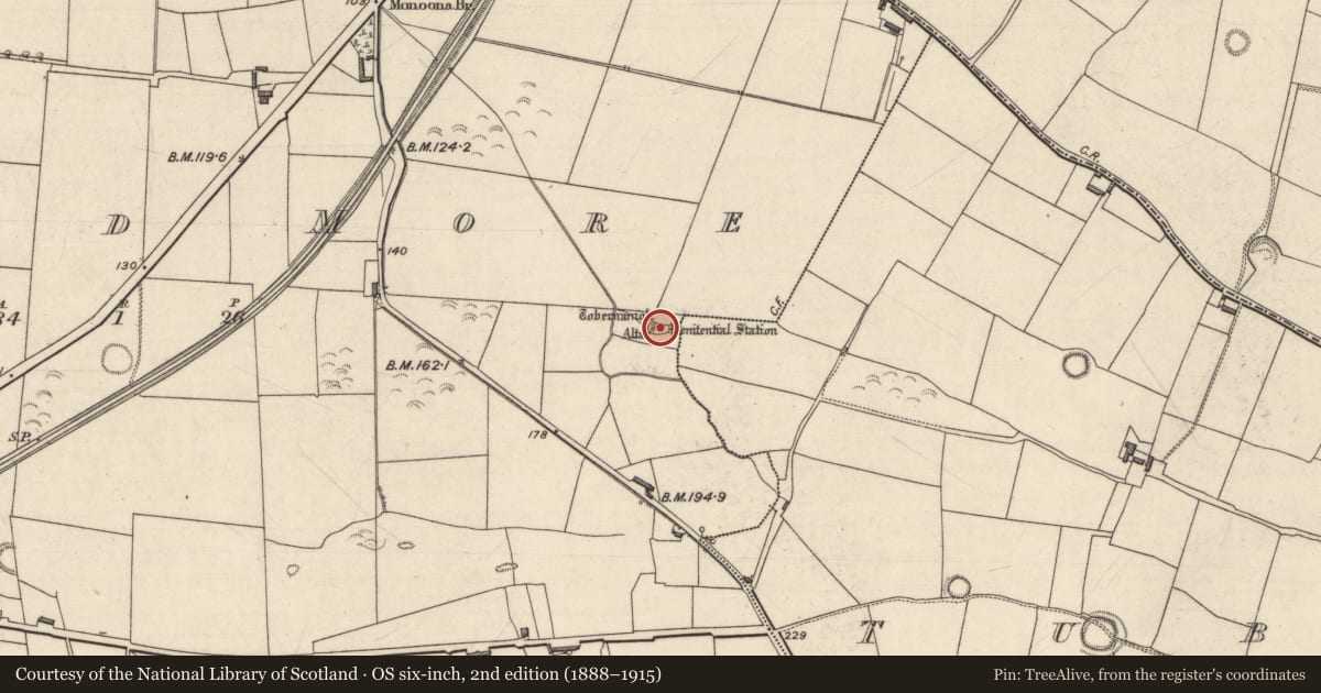 Ordnance Survey six-inch map, 2nd edition (1888–1915) covering the location of Tomb - unclassified, Tubrid More, County Kerry, with a pin at the register's coordinates