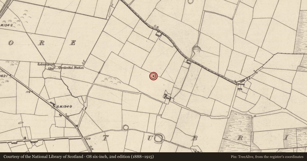 Ordnance Survey six-inch map, 2nd edition (1888–1915) covering the location of Mound, Tubrid Beg, County Kerry, with a pin at the register's coordinates