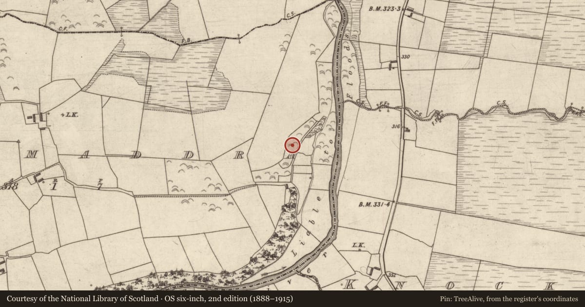 Ordnance Survey six-inch map, 2nd edition (1888–1915) covering the location of Enclosure, Braumaddra, County Kerry, with a pin at the register's coordinates