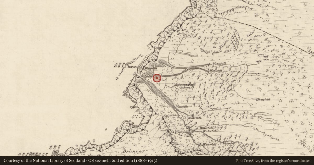 Ordnance Survey six-inch map, 2nd edition (1888–1915) covering the location of Structure, Baile Na Habha (TC Cill Chuáin), County Kerry, with a pin at the register's coordinates