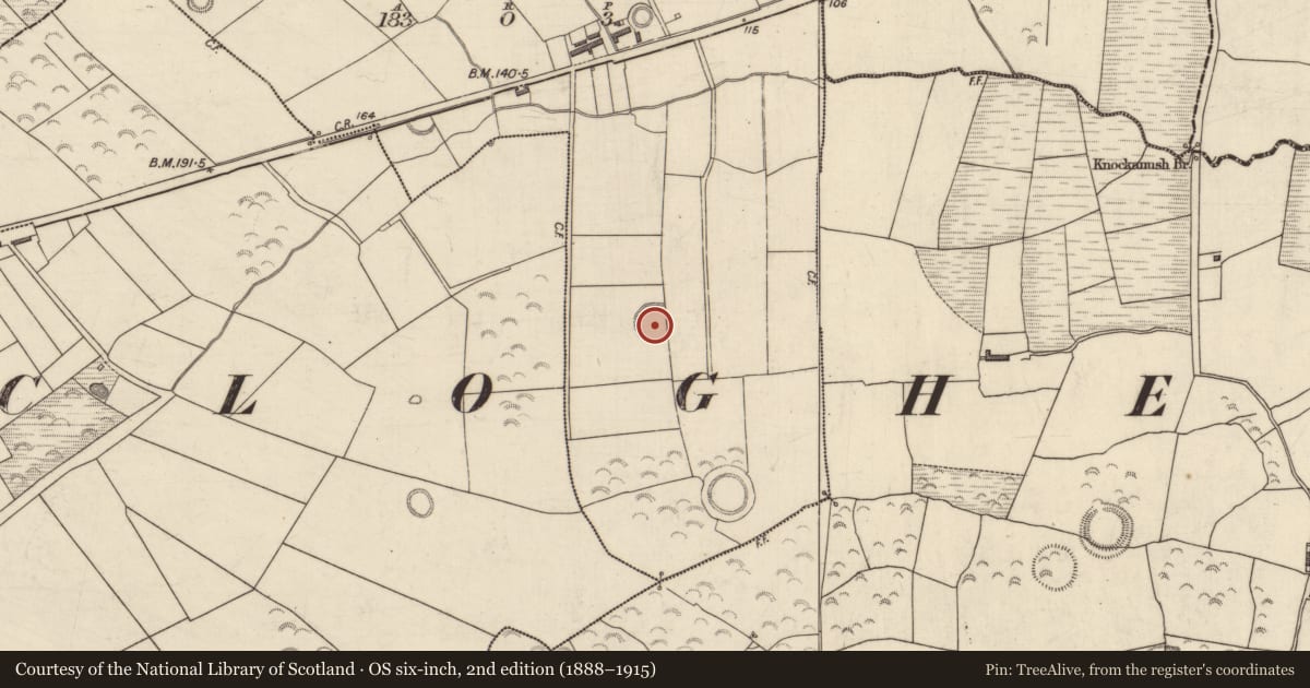 Ordnance Survey six-inch map, 2nd edition (1888–1915) covering the location of Ringfort - rath, Slievenavadoge, County Kerry, with a pin at the register's coordinates
