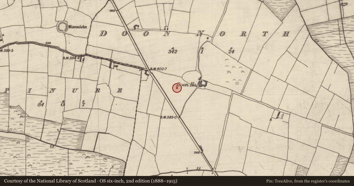 Ordnance Survey six-inch map, 2nd edition (1888–1915) covering the location of Enclosure, Doon North, County Kerry, with a pin at the register's coordinates