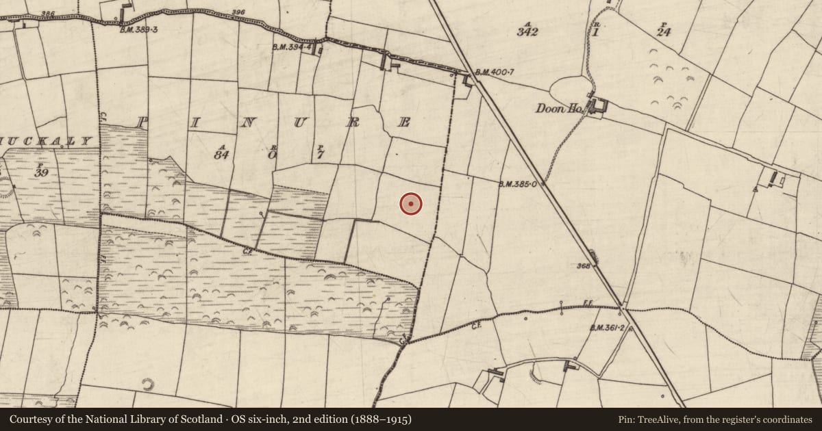 Ordnance Survey six-inch map, 2nd edition (1888–1915) covering the location of Enclosure, Pinure, County Kerry, with a pin at the register's coordinates