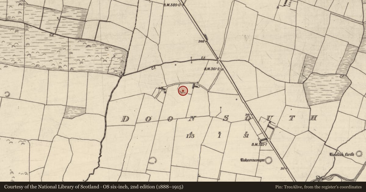 Ordnance Survey six-inch map, 2nd edition (1888–1915) covering the location of Ringfort - rath, Doon South, County Kerry, with a pin at the register's coordinates