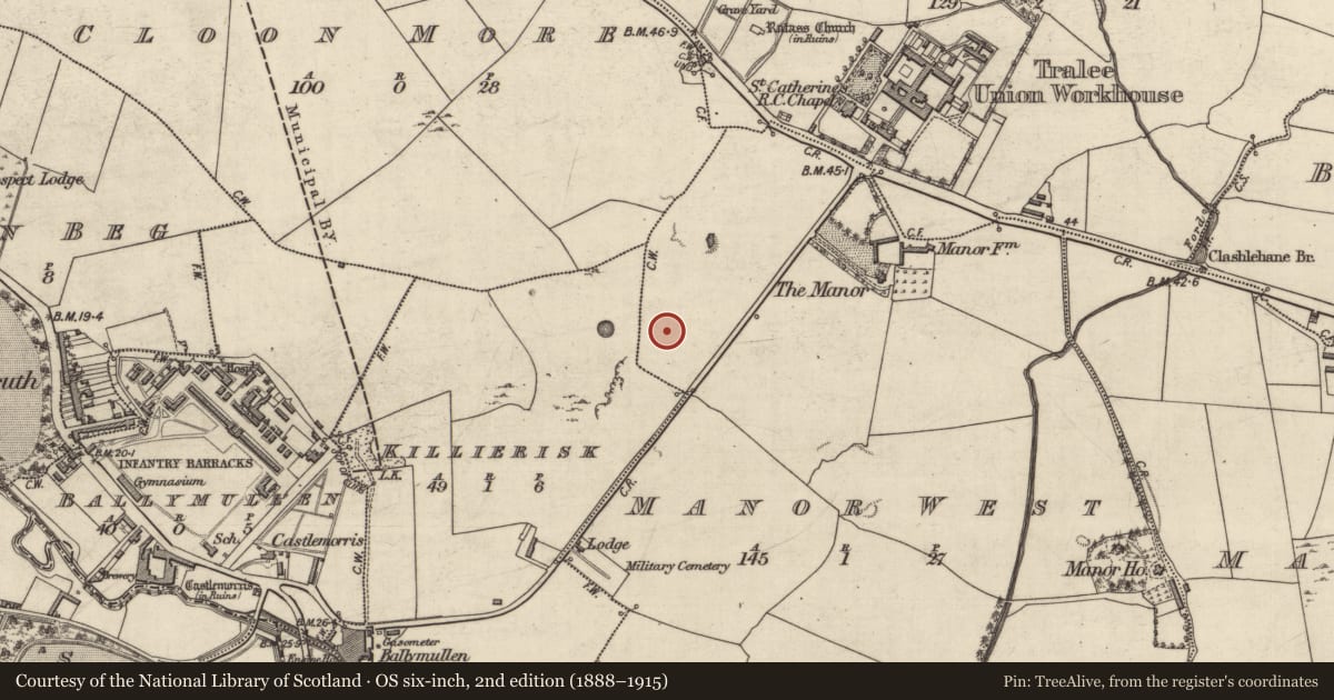 Ordnance Survey six-inch map, 2nd edition (1888–1915) covering the location of House - prehistoric, Killierisk, County Kerry, with a pin at the register's coordinates