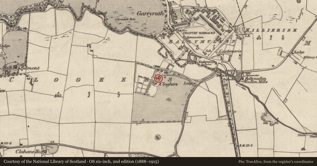Ordnance Survey six-inch map, 2nd edition (1888–1915) covering the location of Excavation - miscellaneous, Cloghers, County Kerry, with a pin at the register's coordinates