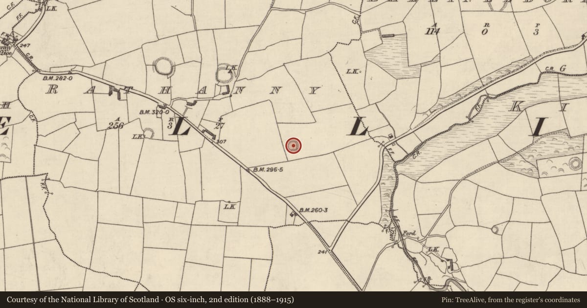 Ordnance Survey six-inch map, 2nd edition (1888–1915) covering the location of Ringfort - rath, Rathanny, County Kerry, with a pin at the register's coordinates