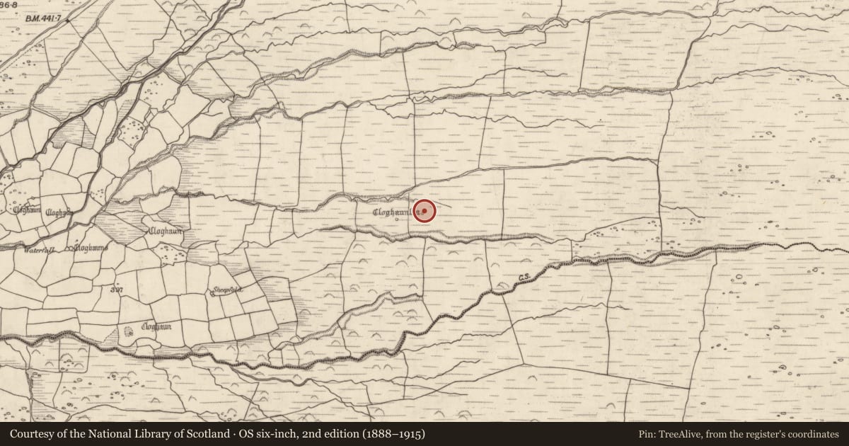 Ordnance Survey six-inch map, 2nd edition (1888–1915) covering the location of Hut site, Baile Na Habha (TC Cill Chuáin), County Kerry, with a pin at the register's coordinates
