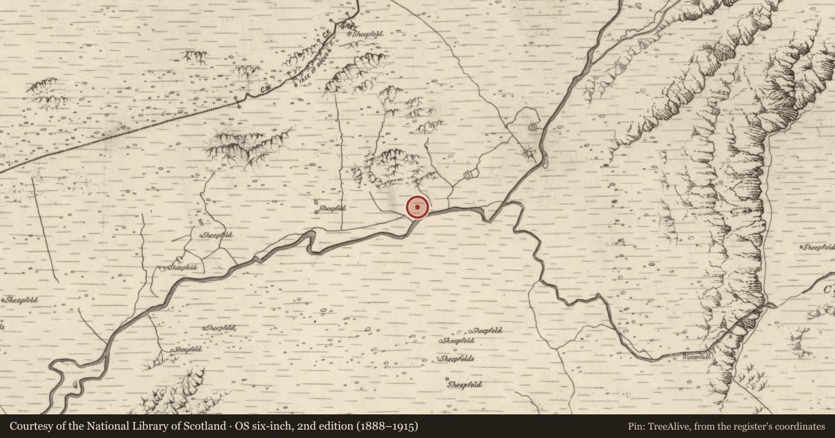 Ordnance Survey six-inch map, 2nd edition (1888–1915) covering the location of Hut site, Baile An Lochaigh, County Kerry, with a pin at the register's coordinates