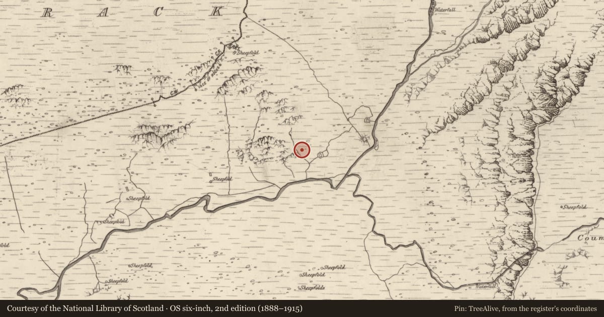 Ordnance Survey six-inch map, 2nd edition (1888–1915) covering the location of Hut site, Baile An Lochaigh, County Kerry, with a pin at the register's coordinates