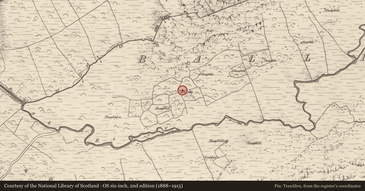 Ordnance Survey six-inch map, 2nd edition (1888–1915) covering the location of Hut site, Baile An Lochaigh, County Kerry, with a pin at the register's coordinates