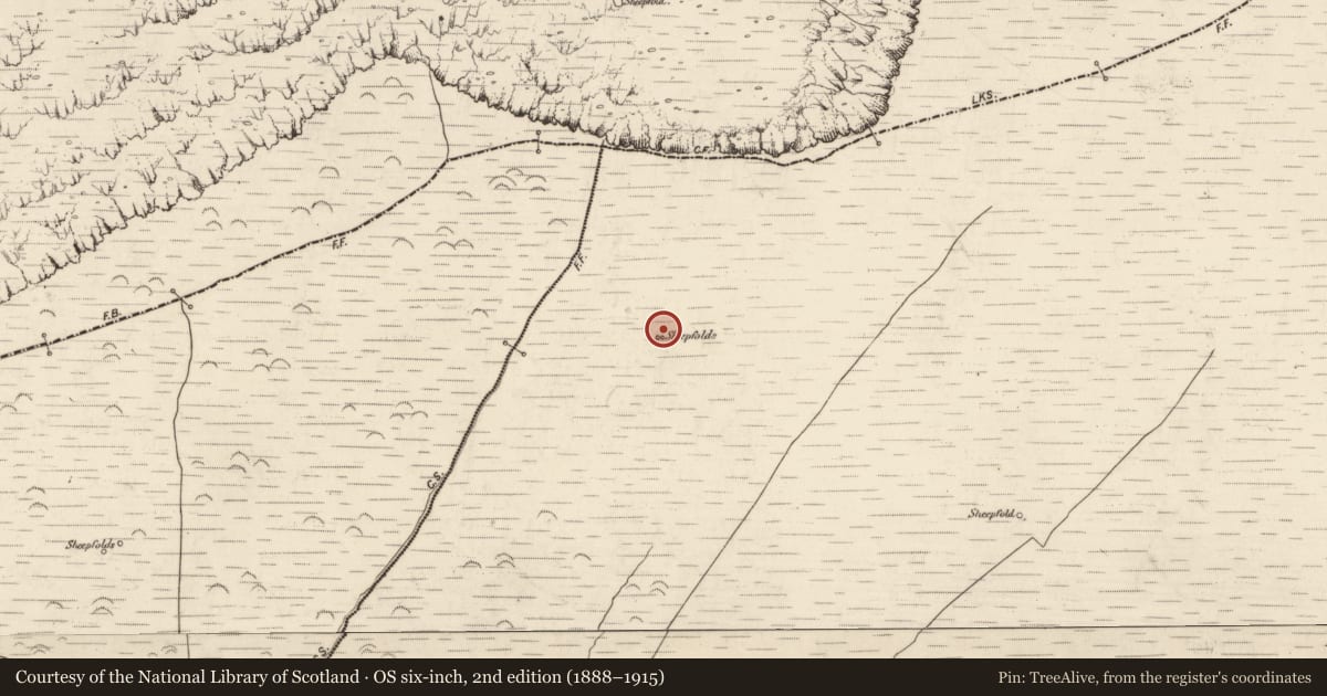 Ordnance Survey six-inch map, 2nd edition (1888–1915) covering the location of Enclosure, Na Gleannta Thuaidh, County Kerry, with a pin at the register's coordinates